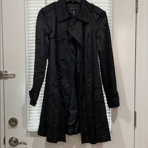 Black Belted Ruffle Trench Coat